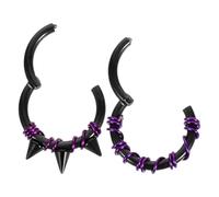 ibasenice Anelli in Acciaio Inox per Piercing al Naso e Orecchini da Donna Cerchi a Cerchio Chiuso Neri Filo Viola Set da 2 Pezzi Gioielli per Corpo Sicuri e Versatili