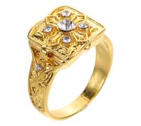ibasenice Anello con Coperchio Nascosto in Lega Oro con Incisioni Audaci e Micro Pavé di Strass, Resistente allo Scolorimento, per Uso Quotidiano e Feste