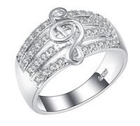ibasenice Anello Fashion Creativo e Delicato Donna in Rame Argento Anello Nota Musicale Design Espressivo e Artigianato Straordinario Taglia 9 per Uso Quotidiano