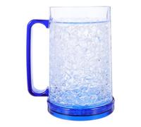 ibasenice Bicchiere da freezer con gel refrigerante, bicchieri da freezer a doppia parete con gel refrigerante, bicchieri da birra in plastica con manici per feste e uso domestico, 500 ml/16,9 oz