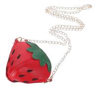 ibasenice Borsa a Tracolla a Forma di Fragolina Rossa con Cerniera Liscia e Tracolla a Catena Borsa Portaoggetti Compatta per Bambine Pochette Versatile per Uso Quotidiano