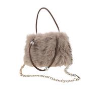 ibasenice Borsa a Tracolla Pelosa da Donna Piccola Quadrata in Peluche con Manico a Catena di Perle, Borsa Invernale Soffice Doppio Uso per Serate e Uscite Autunnali