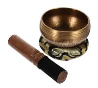 ibasenice Bowl Sonoro in Rame per Meditazione e Spiritualità 9cm, Set Pelle e Rondella, per Yoga e Relax Colore Casuale