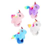 ibasenice Braccialetti Slap Unicorno in Peluche 4 Pezzi Resistente e Facile da Usare, per Regali di Natale e Pasqua