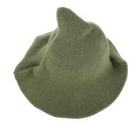 ibasenice Cappello da Strega Verde per Halloween in Lana Larga e Punta Conica, Caldo e Traspirante, per Feste e Avventure All'aperto