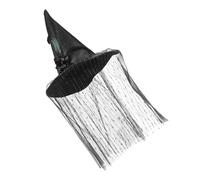 ibasenice Cappello Strega Halloween in Pizzo con Velo Argento Decorazione Costume Cosplay per Feste e Foto di Gruppo