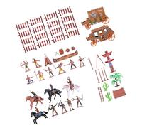 ibasenice Carro Western 43 Pezzi di Figure Cowboy in Plastica per Gioco di Ruolo e Decorazioni, Stimola L'immaginazione per Insegnamento e Ragazzo Ragazza