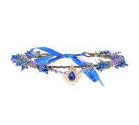 ibasenice Cerchietto Floreale Blu in Plastico e Resina Pendente a Goccia, Accessorio Versatile per Matrimoni e Fotografia, Corona di Fiori Elegante e Misteriosa