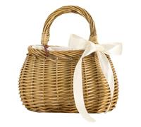 ibasenice Cesto per Alimenti in Vimini Intrecciato, Cestino da Picnic Portatile, Cestino Portaoggetti Resistente all'Usura