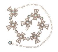 ibasenice Cintura Catena da Donna Regolabile in Metallo con Pendente Croce Dorato e Pietre Accessorio Punk Western per Vita e Corpo Gioiello Multiuso per Feste ed Eventi