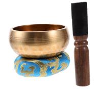 ibasenice Ciotola Sonora Tibetana in Rame Ciotola Decorativa Per Meditazione Set Completo Bastone e Cuscinetto 8cm Arredamento Zen Per Casa e Tempio Buddista