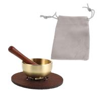 ibasenice Ciotola Tibetana in Metallo da 4,1cm con Martello di Legno e Cuscino, Design Compatto per Yoga e Angoli di Meditazione, Set Facile da Usare per Rilassamento