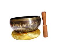 ibasenice Ciotola Tibetana Per Meditazione Ciotola Cantante Con Design Inciso Strumento Di Terapia Del Suono Per Yoga e Relax Completa Di Piccolo Mazzuolo Per Pratiche Spirituali e