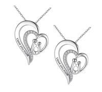 ibasenice Collana Ciondolo da Collo a Forma di Cuore Madre-figlia, Set da 2 Pezzi, Catena per Clavicola alla Moda, Decorazione del Collo per Occasione Festa della Mamma e Compleanno