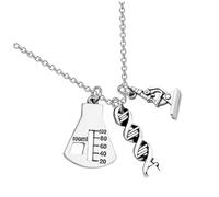 ibasenice Collana Microscopio Creativa in Lega con Pendente Dna per Insegnanti e Regalo Maestra Accessorio Elegante Catena Clavicola per Donna Idea Regalo per Natale e Festa
