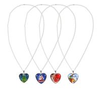 ibasenice Collane Ciondoli Natalizi a Forma di Cuore Set da 4 Pezzi Design Cartoon Luminoso Catene al Collo Eleganti per Feste di Natale e Look Quotidiano