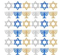 ibasenice Coriandoli per Tavola Hanukkah 100 Pezzi in Carta Glitterata a Forma di Esagramma e Candeliere, Decorazione Delicata per Feste e Uso Facile su Tavolo