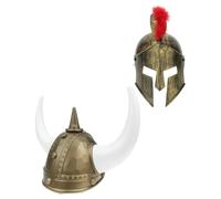 ibasenice Elmo Stile Vichingo e Antico da Uomo e Donna in Plastica, Cappello Vichingo per Adulti, Casco Cosplay per Feste di Carnevale e Festival, Set 2 Pezzi