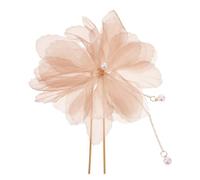 ibasenice Fermaglio per Chioma da Sposa Fiori in Chiffon e Perline, Design a Farfalla Secca con Nappine, Accessorio Raffinato per Acconciature Tradizionali