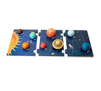 ibasenice Giocattoli Educativi Pianeti Legno Puzzle per Cognizione Solare con Blocchi Grandi e Design Incassato Stimola Creatività e per Prima
