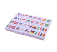 ibasenice Gioco Da Tavolo Mahjong Con Bandiera Nazionale Da 64 Pezzi Gioco Di Tessere Portatile Mahjong Per 2 Giocatori Con Bandiera Nazionale Di Tessere Strategico