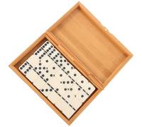 ibasenice Gioco Domino in Bambù e Plastico Scatola di Legno Beige, Set 1 Pezzo per Divertimento Indoor e Outdoor, per Giorni di Pioggia