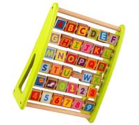 ibasenice Gioco Educativo in Legno per Lettere e Numeri Tavola Didattica Multifunzione per Apprendimento Cognitivo Sviluppo Motricità Fine e Coordinazione Mano-Occhio per età Prescolare