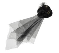ibasenice Goth Punk Hair Clip Steampunk Hat Accessory with Gear Embellishments for Music Festivals and Stage Dark Floral Mesh Design Unique Gothic Style Hairpin