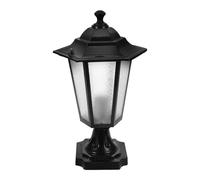 ibasenice Lampada da Pilastro per Cancello a Colonna Nera Piccola Lampione da Esterno in Vetro e Metallo Luce Decorativa per Giardino e Cortile Applique per Portico Elegante e Compatta