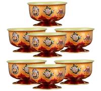 ibasenice Lega Coppa Buddista Stile Vintage per Offerte, 7 Pezzi | Sacrifici e Preghiere, Portatile e Robusta, Adatta a Praticanti Buddhisti e Appassionati Colore Casuale
