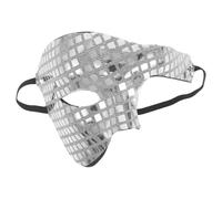 ibasenice Maschera da discoteca per Halloween - Mezza maschera a specchio per travestimenti - Copertura per il viso riflettente per feste di Halloween veneziane, balli, discoteche, feste in, argento