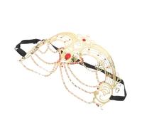 ibasenice Maschera Mezza Faccia Oro in Metallo Nappine e Cristalli, Design Elegante e Confortevole, per Feste a Tema e Produzioni Cinematografiche