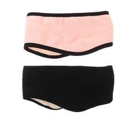 ibasenice Maschera per Dormire Paraorecchie Regolabili in Pile Copri Occhi e Cuffie Antirumore per Sonno Tranquillo Set 2 Pezzi Nero e Rosa per Viaggi e Riposo Notturno