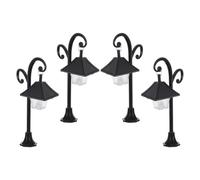 ibasenice Materiale Abs Nero Lampioni Vintage per Dollhouse Set 4 Pezzi Illuminazione Realistica a LED Facile Installazione per Decorazioni Festa di Compleanno