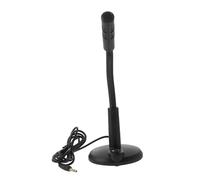 ibasenice Microfono da Computer Nero in Plastica Interfaccia 3, 5 Mm | Chat Mic per Gaming e Canto, Supporto Stabile Angolo Regolabile, Design Moderno Semplice