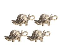 ibasenice Miniature di Cinghiale in Ottone 4 Pezzi per Portachiavi e Decorazioni Natalizie, Ciondoli Artigianali per Uso Domestico e Cerimonia del Tè