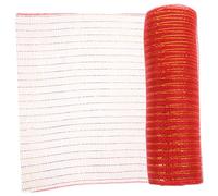 ibasenice Nastro in Tulle Rete per Confezioni Regalo Rotolo in Mesh Gauze Resistente per Fai da Te Decorazioni Artigianali Fiocchi e Bouquet Colore Rosso e Oro Taglio per Bomboniere e