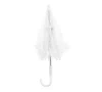 ibasenice Ombrellino Mini da Danza in Pizzo Bianco per Accessorio Fotografico Compatto per Spettacoli e Costumi da Comunione e Concorso