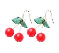ibasenice Orecchini di Ciliegie Fatti a Mano Ciondolo Retrò Rosso Gioielli per le Orecchie Resistenti e Aderenti Regalo per Compleanni e Occasioni Speciali
