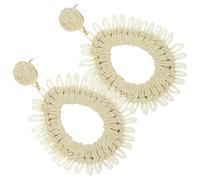 ibasenice Orecchini Donna in Rafia Beige a Goccia Stile Boho Chic Eleganti e Leggeri per Ogni Occasione Estiva Regalo Donna