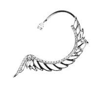 ibasenice Orecchini Ear Cuff Wrap Pieni di Brillantini a Forma di Ala, Gioiello a Clip Non Perforante in Lega, per Matrimonio o Natale