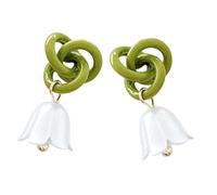 ibasenice Orecchini Fiore Dangle in Verde Fresco Eleganti per Donne Accessorio Versatile Primaverile ed Estivo Regalo Raffinato