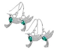 ibasenice Orecchini Pendenti a Forma di Colibrì con Zirconi Verdi, Set 2 Paia, Gioielli Donna Madre-figlia, Design Colibrì Volante Scintillante, Regalo Confezionato per Uso Quotidiano