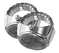 ibasenice Orologio ad Anello Mini Display Orario, 2 Pezzi in Metallo Nero
