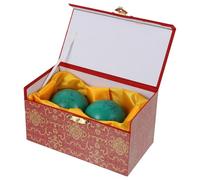 ibasenice Palline da Massaggio Turchesi Sfere Rotonde Resistenti e Lisce in Jade e Legno 2 Pezzi per Massaggio Agopunti per Rilassamento e Decorazione Casa