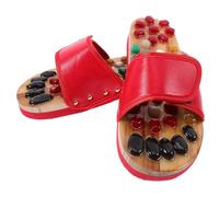 ibasenice Pantofole Massaggianti Punti di Agopressione, Sandali da Massaggio Ciottoli Naturali Rosse, Misura 39-40, Consigliate per Uso Domestico e Relax