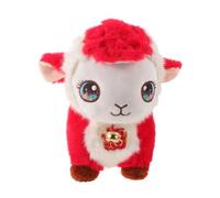 ibasenice Peluche dell'Anno della Pecora con campanellino per il 2027, | Peluche a forma di capra rossa dello zodiaco con il personaggio Fu, ornamento di peluche a forma di pecora per la