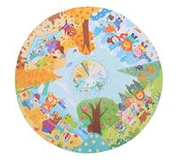 ibasenice Puzzle Educativo in Legno per Puzzle Rotondo con Animali della Interattivo per Sviluppo Motricità e Coordinazione Mano Occhio per Apprendimento Prescolare