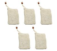 ibasenice Sacchetti per Sapone in Sisal 5 Pezzi Corda a Coulisse Beige, Porta Saponetta Esfoliante e Facile da Conservare per Doccia e Bagno