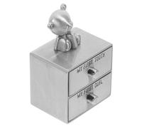 ibasenice Scatola Porta Dentini Latte in Metallo Anticato Con Cassetto Organizer Per Ricordi Primo Dente e Capelli Fetal Portadentini Tascabile e Doppio